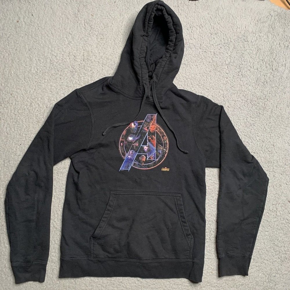 Avengers Hoodie Sweatshirt Mens S Long Sleeve Marvel Comic Movie Black H…